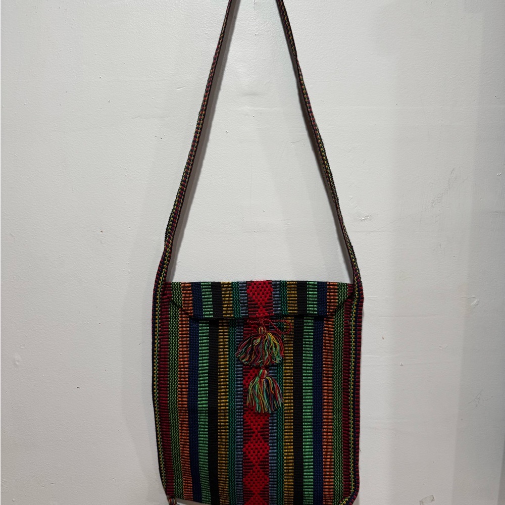 NWOT- Artesanal boho style Multicolor Striped Shoulder Bag
